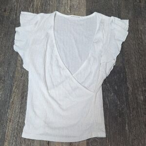 Caution To The Wind White Ruffle Sleeve Blouse